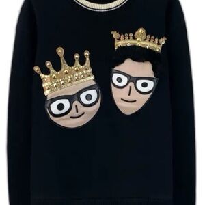 Dolce gabbana Black Sweater with Crowned Faces Design